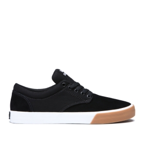 Mens Supra Skate Shoes CHINO Black/White/Gum | AU-10389